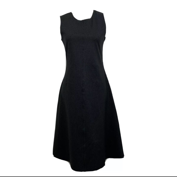 Kenneth Cole Fit and Flare Pinstripe Black Cream Dress - Picture 1 of 6